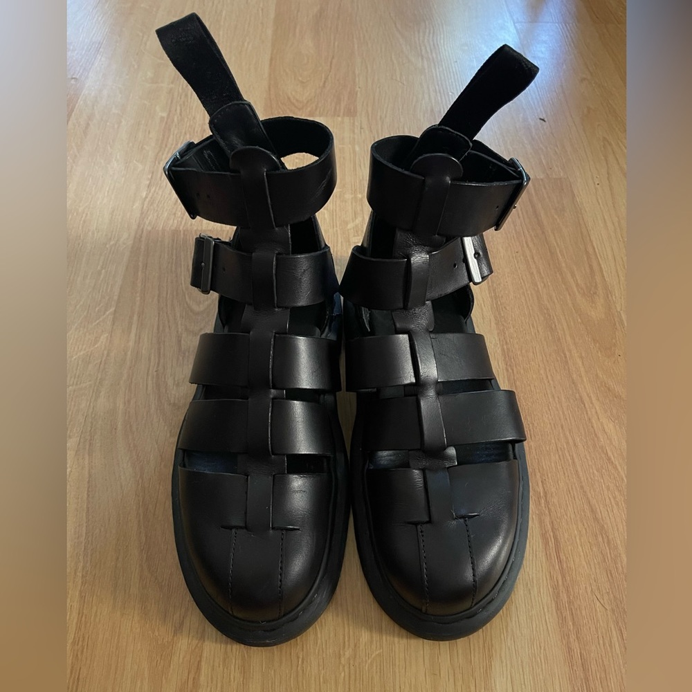 Men's Geraldo Leather Gladiator Sandals Black Brando